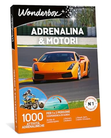 Wonderbox - Cofanetto Regalo - Adrenalina Motori - 1 Esperienza di Guida - 1 o 2 Persone - Fino a 5 Giri di Pista - Ferrari, Lamborghini, Subaru, Audi