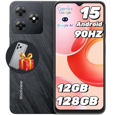 Blackview WAVE 8 Android 15 Smartphone, 12GB+128GB/2TB, 6.56" HD+Schermo/90Hz, 5000mAh/10W, Octa-Core, 13MP+8MP Telefono Cellulari, Cover Inclusa, Fingerprint/4G Dual SIM/GPS/Tipo-C/3.5mm Jack