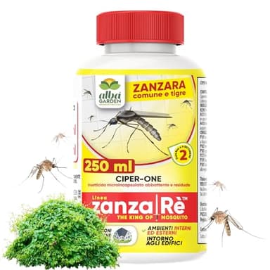 Albagarden - Insetticida Antizanzare Giardino Concentrato - Insetticida per Esterno E Interno contro Zanzare Comune e Zanzara Tigre - Barriera Anti Zanzare x 250 ml
