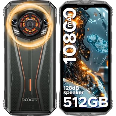 DOOGEE S Punk Pro Rugged Smartphone, 20GB+ 512GB/2TB, 128dB Altoparlanti, 10800mAh/33W Telefono Indistruttibile, LED Light, Android 14, 6.6" FHD+ 50MP, NFC/OTG/Dual 4G/90Hz Telefono Rugged, Arancia