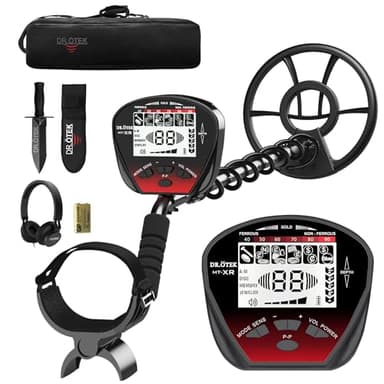 DR.ÖTEK Metal Detector per Adulti Professionali, Leggero Rilevatore, Modalità Pinpoint e di Memoria Esclusiva, Maggiore Precisione, Bobina Impermeabile IP68 (Metal Detector Kit MTXR Rosso)