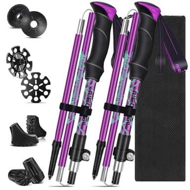 Bastoni Trekking Carbonio,Bastoni da Trekking Pieghevoli,Bastoncini Trekking Telescopici 110-125cm per l'escursionismo,il campeggio,lo sci