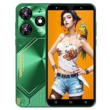 MsMga Smartphone economico, 16GB ROM (scalabile fino a 128GB), display IPS da 5.0 pollici, sistema operativo Android 9.0, doppia fotocamera Dual SIM, ID viso 3G Telefoni cellulari (Povo6 Neo-Green)