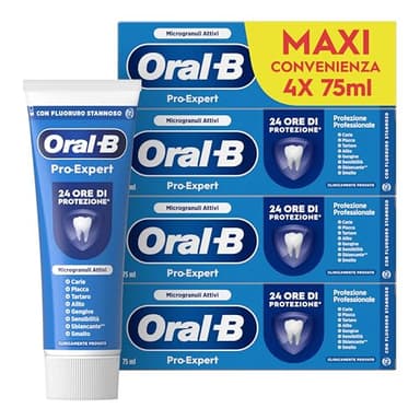Oral-B Dentifricio Pro-Expert Protezione Professionale 4x75ml, Dentifricio Formato Convenienza, Clinicamente Provato, Pulizia Denti Efficace, Alito Fresco, Sapore Menta Dolce