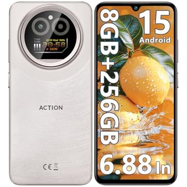 IIIF150 Action A5 Pro Smartphone Android 15, 8GB+256GB/1TB, 6.88'' HD+&1'' Mini Screen Telefono Cellulare, 5100mAh,16MP+5MP Cellulari, Octa Core, 4G Dual SIM Telefoni Offerta, Fingerprint/3.5mm Jack