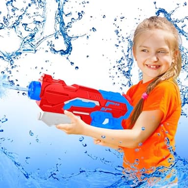 Pistola ad Acqua Potente Fucile ad Acqua 1200ml Pistola Acqua Giocattolo Pistole ad Acqua a Lungo Raggio da 10-11 Piedi Water Gun Battle con Alta Capacità Super Liquidator per Bambini Adulti(Rosso)