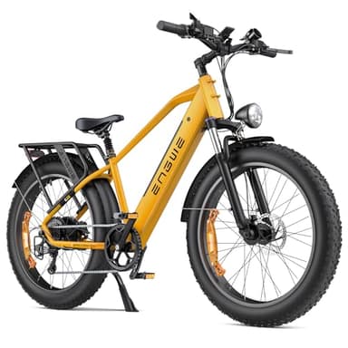 ENGWE E26 Bici Elettrica per Uomo Donna, 26"x4.0" Pneumatico Grasso, 250W 48V 16Ah Bicicletta Elettrica - Autonomia Fino a 140KM, Cambio a 7 Velocità, Doppia Sospensione (High-Step, Giallo Bumblebee)