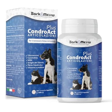 CondroAct Plus Integratore Articolazioni Cane e Gatto - Condroprotettore con Artiglio del diavolo, Glucosamina, Condroitina, MSM e Cozza Verde. Supporta articolazioni, ossa e cartilagini 120 Compresse