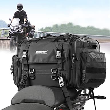 Rhinowalk Borsa posteriore per moto, borsa da viaggio espandibile per moto Borsa da viaggio 40L-60L, nero
