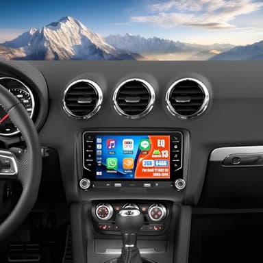 OiLiehu 2G+64G Android 13 Carplay Android Auto Autoradio 2 Din per Audi TT MK2 8J 2008-2014 Autoradio con Schermo 7 pollici con EQ/Bluetooth/SWC/FM/RDS/Mirror Link/WiFi/GPS/Telecamera Posteriore