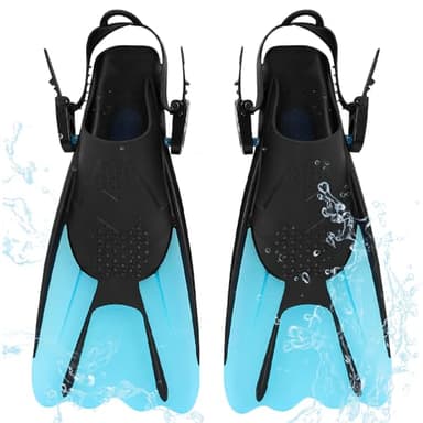 YANGUN Pinne da snorkeling, regolabili, misura 34-38, pinne da immersione, unisex per bambini e adulti, pinne corte per bambini e adulti, pinne regolabili per nuoto e snorkeling (blu)