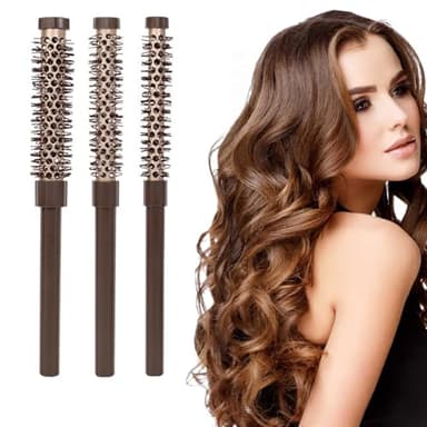 Spazzola per Capelli, 3 Pz Spazzola Rotonda per Capelli Piccole, Spazzola Termica per Trattenere il Calore e Ridurre i Tempi di Asciugatura, per Uomo e Donna, Capelli Corti, Frangia, Approccio, Ricci