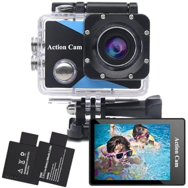 Nvgfelis Action Cam FHD, Fotocamera Subacquea impermeabile 98FT/30M, Sports Cam con 2 Batterie Ricaricabili e Kit Accessori