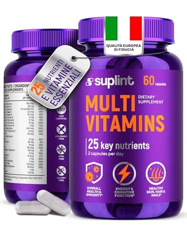 Multivitaminico Completo – 60 Capsule per 30 Giorni – Complesso di Vitamine A-Z e Minerali come Zinco e Biotina – Integratore Multivitaminico – Vitamine A, B, C, D, E, B6, B12, K (1 Pack)