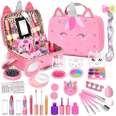 Heaning Trucchi Bambina Regalo Giocattoli - Trousse Valigetta Trucchi Giochi Halloween Natale Compleanno Giochi Bambini Regalo Bambina 3 4 5 6 7 8 9 10 11 12 Anni