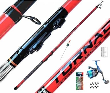 Kit Completo Canna 4 Mt Mulinello Filo e Accessori da Pesca Trota Lago Bolognese