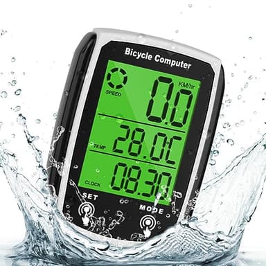 URAQT Computer di Bicicletta, Impermeabile Bici Computer con 19 Funzioni, Ciclocomputer con LCD Display Retroilluminato e Supporto, Controllo Tattile, per Distanza di Tracciamento, Velocità