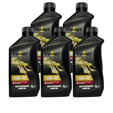 VIMANT Olio Motore Auto SAE 10W-40, 5 Litri, 5x1L, Semi-Sintetico, ACEA A3/B4, MADE IN ITALY