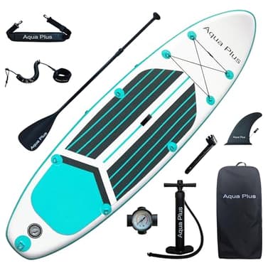 Aqua Plus 15cm Spessore SUP Gonfiabile per Tutti i Livelli di abilità Tavola da Paddle in Piedi, pagaia, Pompa, ISUP Zaino da Viaggio, guinzaglio, Tracolla