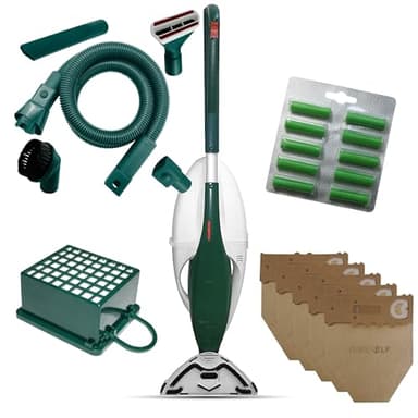 Scopa Elettrica Folletto VK131 - Aspirapolvere Folletto Rigenerato, con Spazzola Standard + Kit Tubi e 2 Anni di Forniture Incluse | Modello RICONDIZIONATO e Potente, Testato e Garantito 24 Mesi