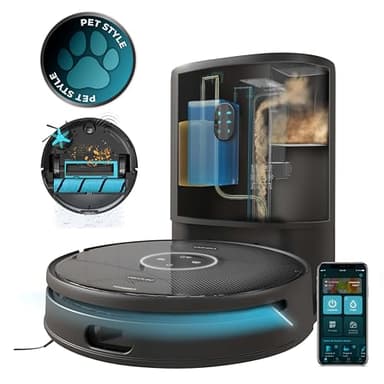 Cecotec Robot Aspirapolvere e Lavapavimenti Conga 14090 Twice Roller Home and Fill. Base di Autopulizia, Navigazione Laser, 8000 Pa, Lavaggio, App e Connessione Bluetooth e WiFi 2,4 GHz e 5 GHz
