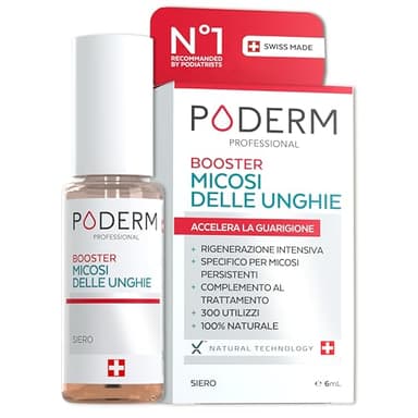 PODERM MICOSI UNGHIA PIEDE COMPLEMENT BOOSTER -Trattamento micosi unghie piedi – Dimezza durata trattamento – Non utilizzare solo – Prodotto in Svizzera
