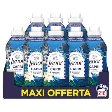 Lenor Ammorbidente Lavatrice Concentrato Essenze d’Italia, 216 Lavaggi (8x27), Capri, Note Di Gardenia e Giacinto, Profumo autentico di lunga durata