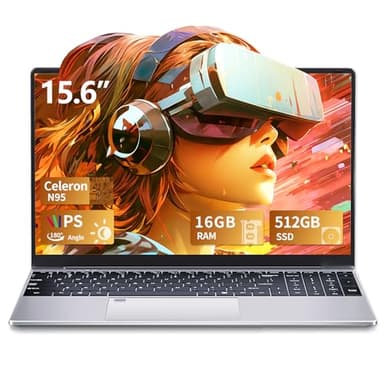 PC Portatile 15.6 pollici 16GB RAM 512GB SSD, Celeron N95 CPU Win11 Notebook, 180° Flip Laptop FHD 1920 * 1080, WiFi 5, Tastiera Retroilluminata Computer Portatile, Sblocco Impronta Digitale, BT4.2