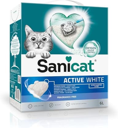 Sanicat - Lettiera per Gatti Agglomerante Senza Profumo | Realizzata con minerali Naturali con Controllo degli odori garantito | Assorbe l'umidità e facilita la Pulizia | capacità di 6 L