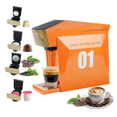 i Cafilas 4 in 1 caffettiera monouso Caffettiera elettrica Max per caffè macinato, compatibile con caffè macinato e capsula NS 1400W, 800 ml, 26,4x12x30,4 cm, 19 bar