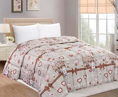 Home Tresor - Trapunta Invernale Matrimoniale Imbottita, Piumone Letto Matrimoniale Caldo Pesante 325 gr/mq Tirolese in Soffice Microfibra Fantasia Gnomi Beige