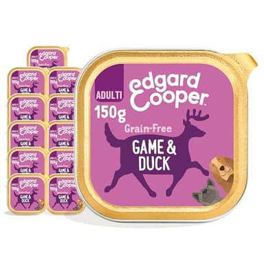 Edgard & Cooper Cibo umido per cani, Adulti, (Selvaggina/Anatra, 150g x 11), umido cani, carne fresca e ingredienti naturali, senza cereali, ipoallergenico, senza zuccheri aggiunti