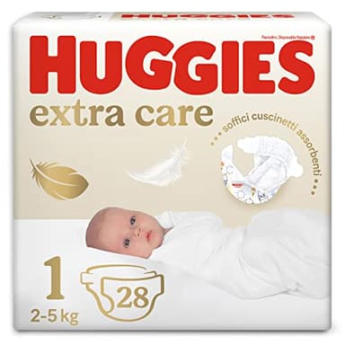 Huggies Extra Care Bebe, Pannolini Taglia 1 (2-5Kg), Ipoallergenico, Design Winnie The Pooh, 28 Pz