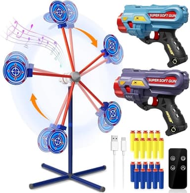 DX DA XIN Giochi di Tiro 4 5 6 7 8 9 10 + Anni Giocattoli per Bambini con 104cm Rotanti Bersagli 2 Pistole Giocattolo Mimetiche 20 Freccette in Schiuma per Nerf Regali Natale per Ragazzi
