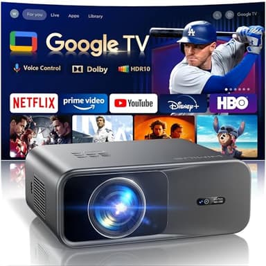 Proiettore【Google TV/Assistente Vocale/Dolby】con Netflix/Disney+ Ufficiale, Autofocus/Keystone Wimius Proiettore 4K Smart TV 1000 ANSI, WiFi Bluetooth Videoproiettore per Casa/Esterno Giardino