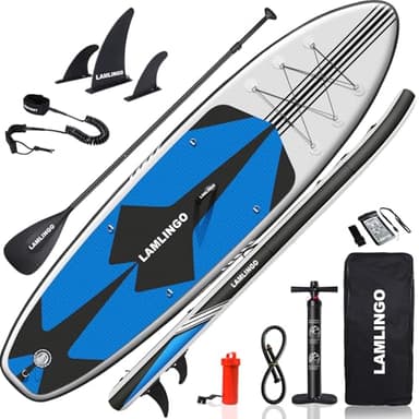 Rolimate Tavola da SUP 320×82×16cm SUP Gonfiabile, capacità di Carico di 200kg, Stand Up Paddle Board, ISUP Tavola da Surf con Pompa ad Aria, Pagaia Regolabile, Linea Sicurezza (Blu oceano, 320 cm)