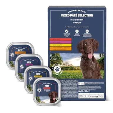 by Amazon, Cibo Umido per Cani, Paté Assortiti, 300g, Confezione da 20