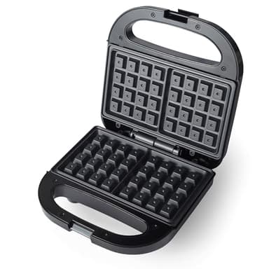 Progress EK5852P Macchina per Waffle doppia – Macchina per dessert elettrica, piastre da cucina antiaderenti, Ferro per waffles belga/americane, controllo automatico della temperatura, 750W