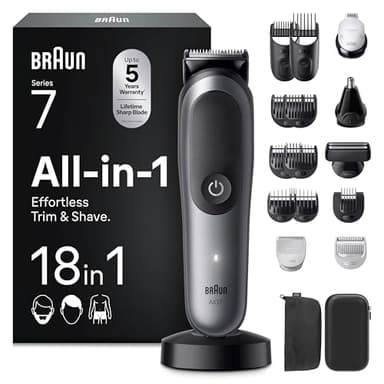 Braun Rifinitore All-in-One Series 7 18in1, ProBlade, AutoSense, AIO7585, Grigio