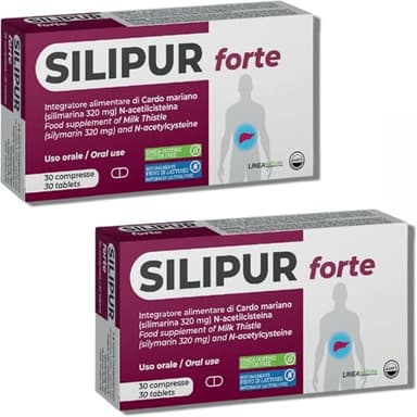 Agips Silipur Forte Fegato Disintossicante Forte Depurativo Con Cardo Mariano N-Acetilcisteina 30 compresse (2 Scatole)
