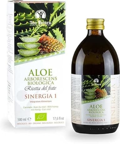 Teo Natura Sinergia 1 – Integratore da Bere - Ricetta Classica di Padre Zago con Aloe Arborescens, Miele e Alcool Biologico - 500 ml (Confezione da 1)
