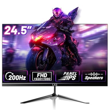 LXZ Monitor 24.5 Pollici 200hz, Monitor Gaming 24.5 Pollici, Schermo PC 24 Pollici, FHD 1080p, IPS, 100% sRGB, DP/HDMI, 1 ms, Montaggio a Parete - Nero