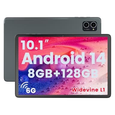 Azeyou Tablet Android 14 da 10,1", Processore Octa Core A523, 8GB+128GB+1TB di Espansione, Batteria da 6000mAh, Schermo IPS 1280x800, WiFi 6, Doppia Fotocamera, Sblocco Faccia, Widevine L1, GMS