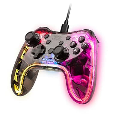 Mars Gaming MGPC, Wireless Gamepad 2.4GPRO, Neon RGB, Dual Haptic Vibration, Analog Joysticks, Controller for PC, PS3, Mac, Switch, Switch 2, Raspberry Pi, Android, Trasparente
