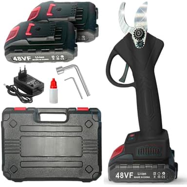 Forbici da Potatura Elettriche con 2 Batterie da 48V e Valigetta, Cesoie Portatili Professionali – Taglio Preciso e Assistenza Batteria Immediata (Nero)