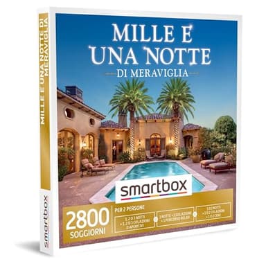 Smartbox - Mille E Una Notte di Meraviglia - Cofanetto Regalo Coppia, 1, 2 o 3 Notti con Scelta tra Colazione, Aperitivo, Percorso Relax e Cena per 2 Persone, Idee Regalo Originale