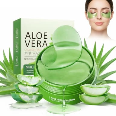 60 Pezzi Patch Occhi Idratanti con Aloe Vera e Collagene, Maschera Occhiaie e Borse, Patch Occhiaie e Rughe, Contorno Occhi Rinfrescante e Lenitivo, Adatto a Uomo e Donna,80g