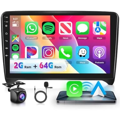 VECHTEL Autoradio 2G+64G Android 15 per Audi TT MK2 8J 2008-2014, 9" HD 2.5D Schermo Tactile Stereo Auto co Carplay Android Auto senza Fili GPS Wi-Fi USB Bluetooth Radio FM RDS Retrocamera