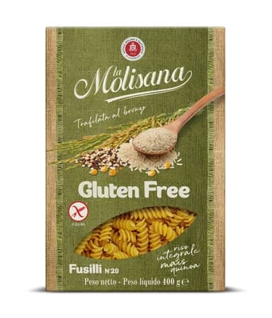La Molisana, Fusilli n. 28 Gluten Free, Pasta Senza Glutine - Trafilata al Bronzo con Riso Integrale, Mais e Quinoa - Confezione da 400g