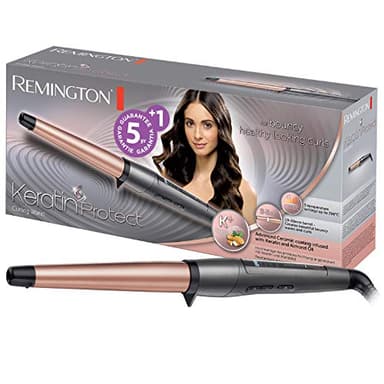 Remington Ferro Arricciacapelli - A forma di cono 19-28 mm- Keratin Protect: Rivestimento Ceramico con Cheratina e Olio di mandorle; Display digitale fino a 210°C, ricci naturali e a spirale, CI83V6